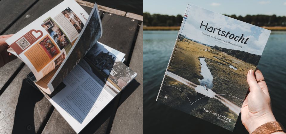 Two photos of the Hart van Limburg Magazine Hartstocht by the water
